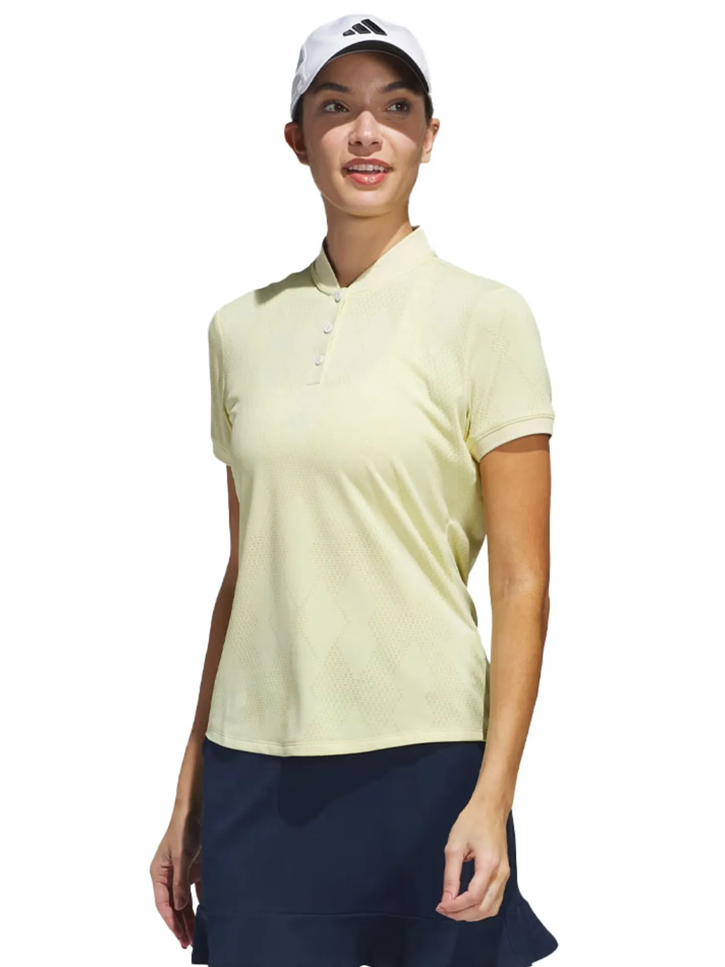 adidas Womens Ultimate365 Diamond Jacquard Polo Shirt - Powder Yellow