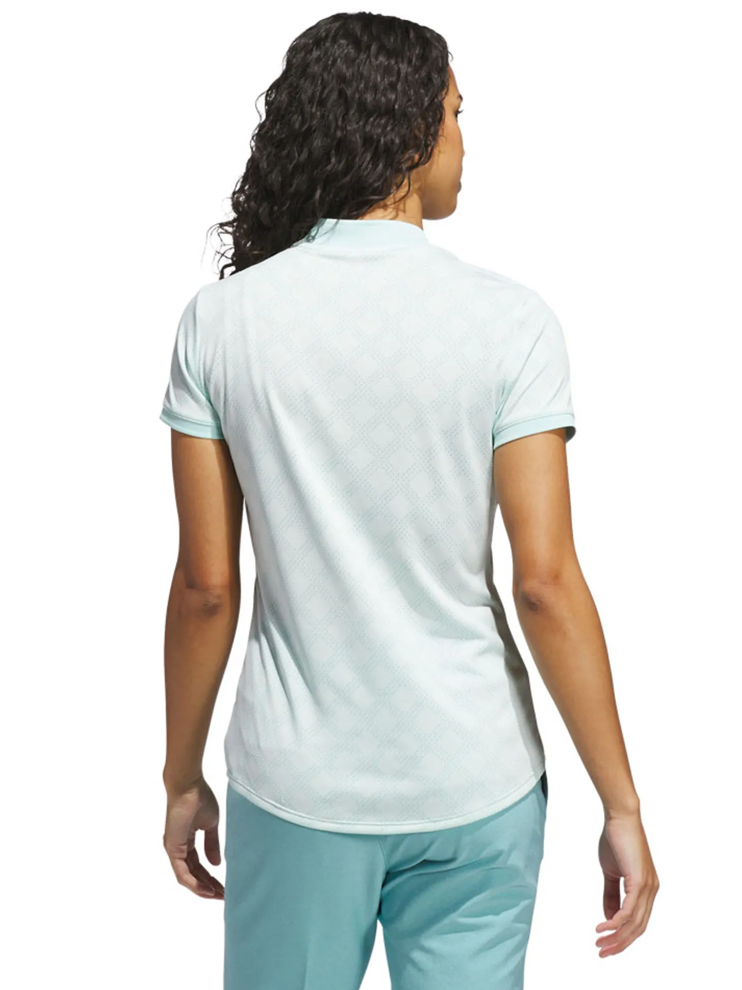 adidas Womens Ultimate365 Jacquard Short Sleeve Polo Shirt - Semi Flash Aqua