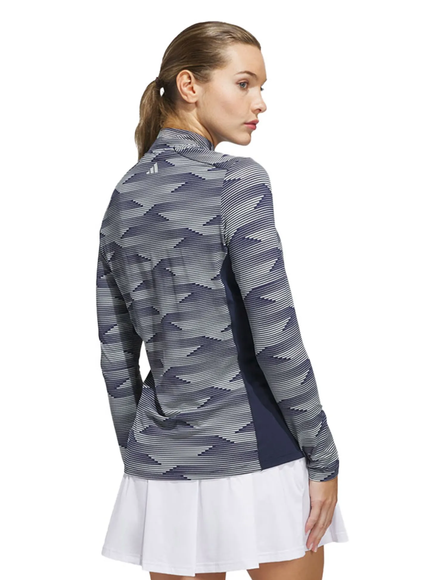 adidas Womens Ultimate365 Printed Quarter-Zip Mock - Collegiate Navy