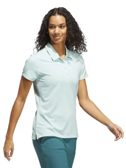 adidas Womens Ultimate365 Solid Short Sleeve Polo Shirt - Semi Flash Aqua