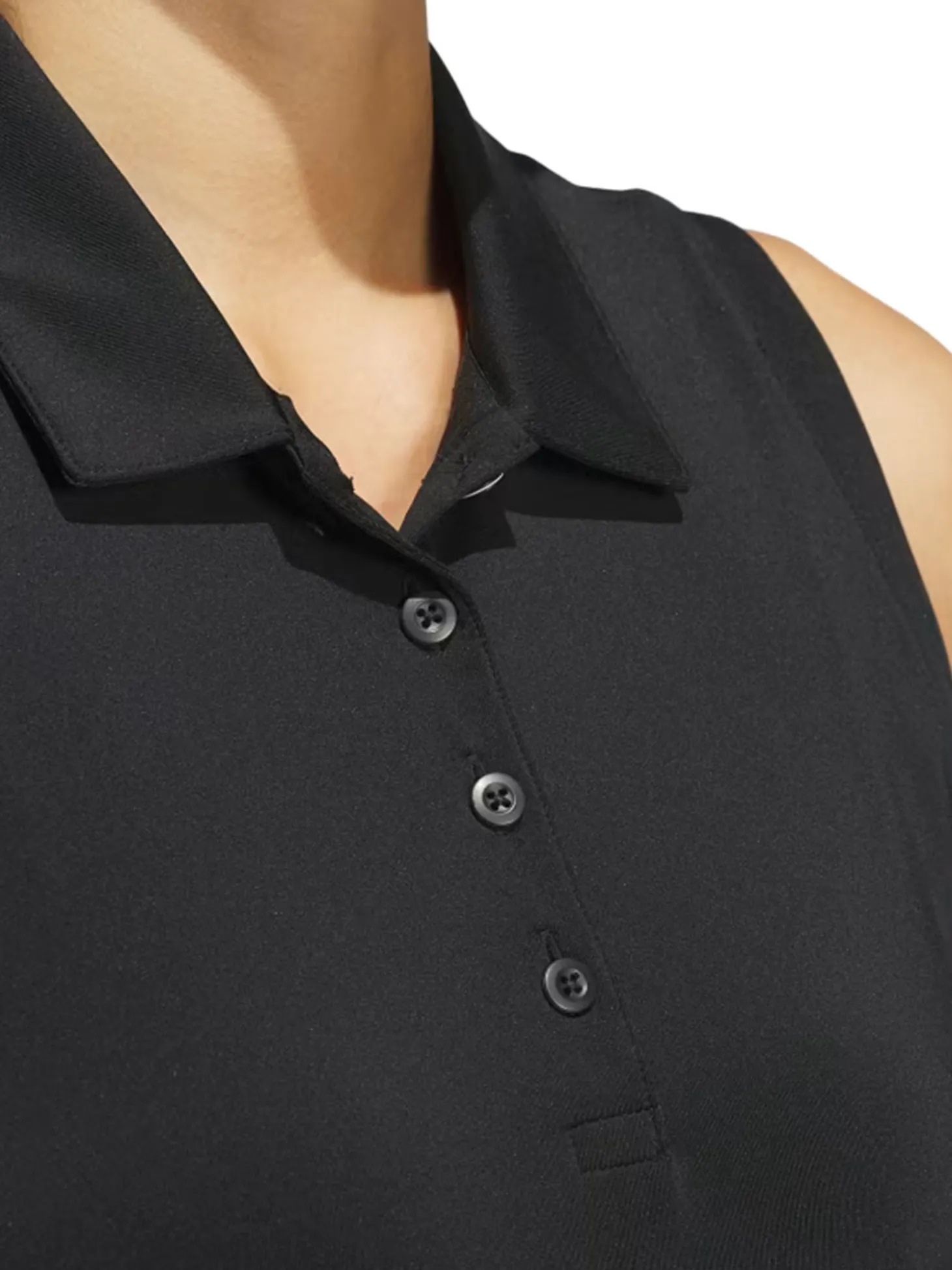 adidas Womens Ultimate365 Solid Sleeveless Polo Shirt - Black