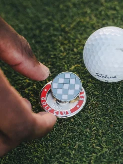 Bogey Boys Check Ball Marker - Tangerine