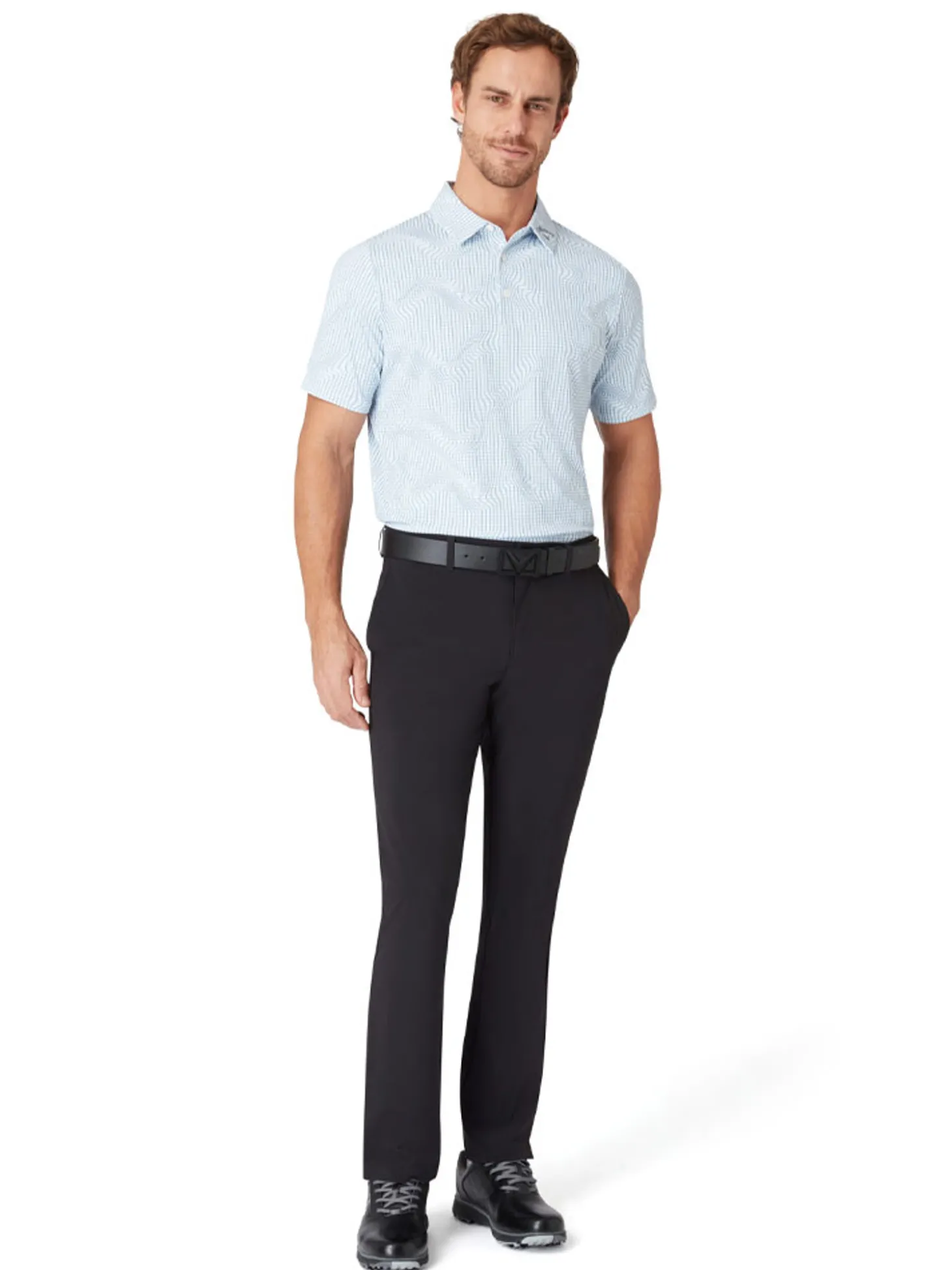 Callaway Gingham Print Polo - Bright White