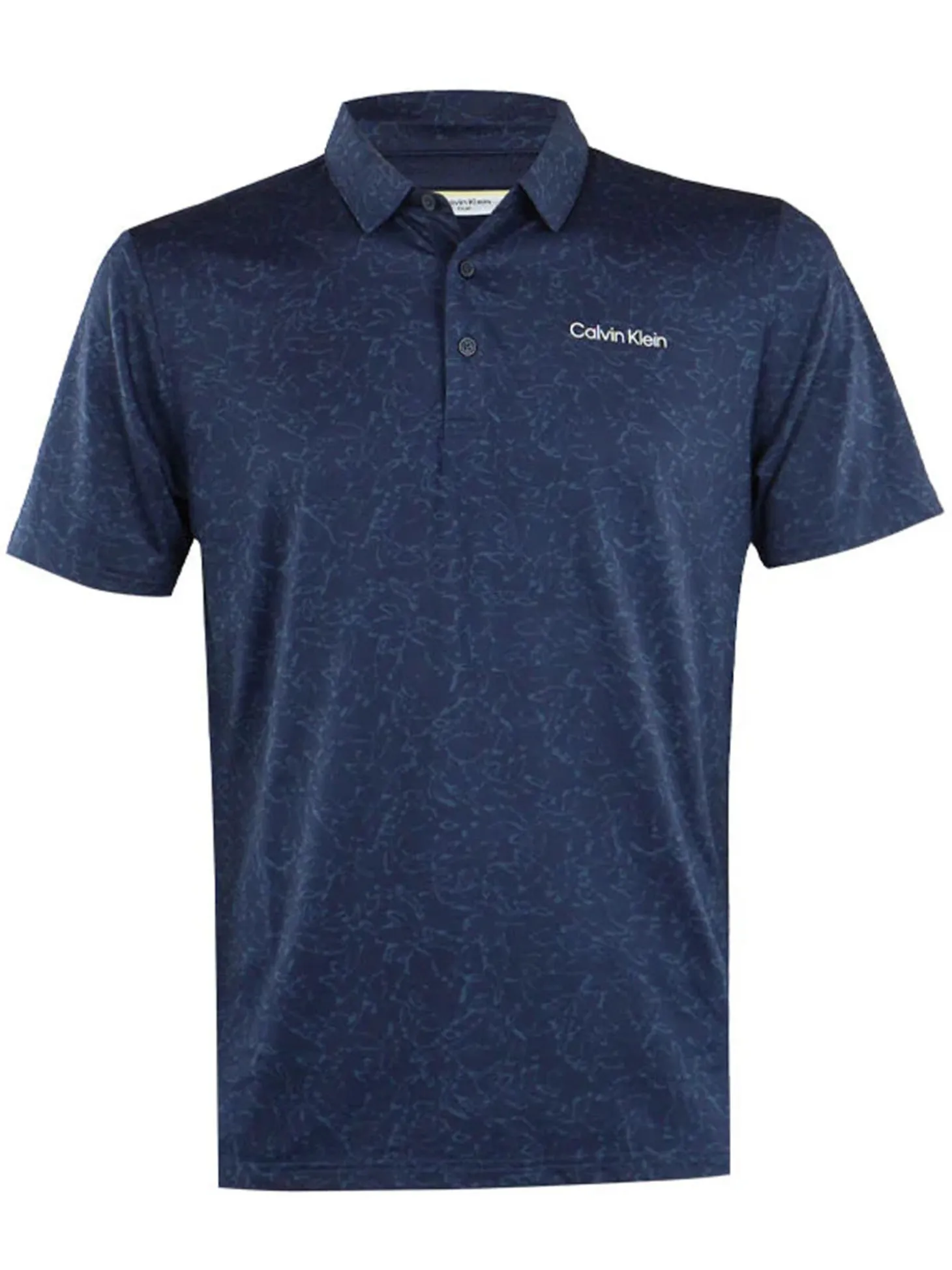 Calvin Klein Abstract Watercolour Printed Polo Shirt - Navy