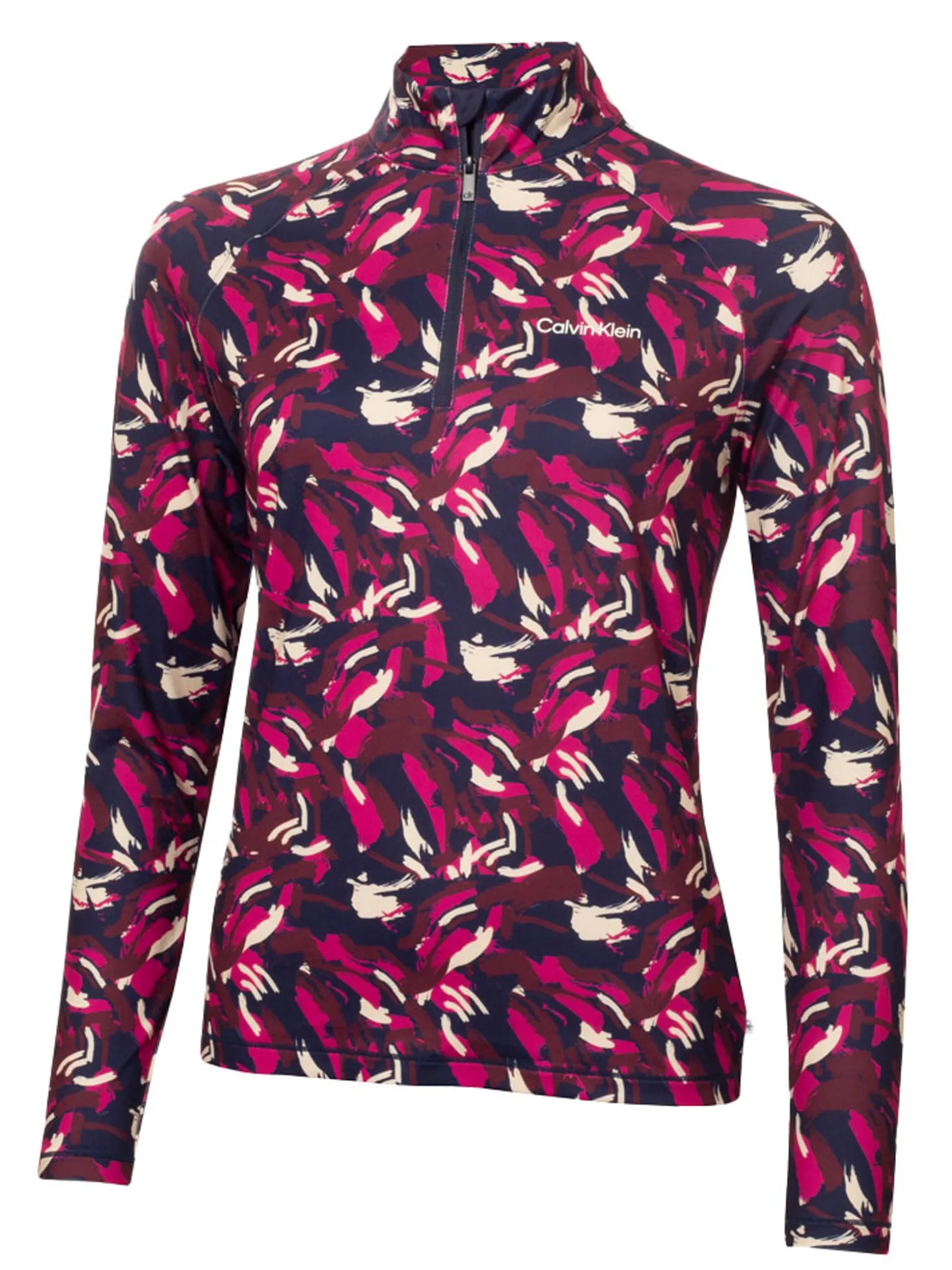 Calvin Klein Womens Dakota Quarter Zip Top - Brushstroke Print
