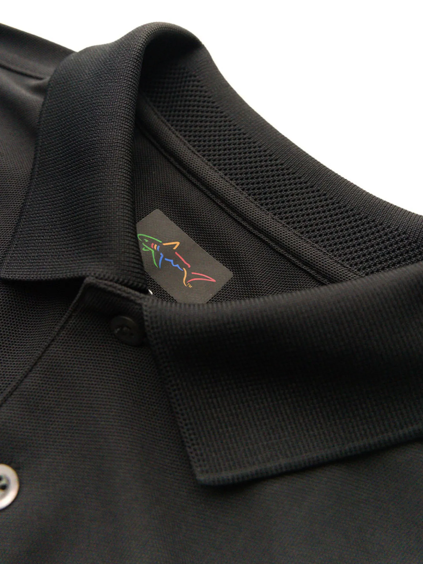 Greg Norman Long Sleeve Pique Shark Polo - Black