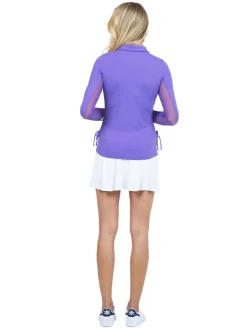 IBKUL Adjustable Long Sleeve Zip Polo - Plum