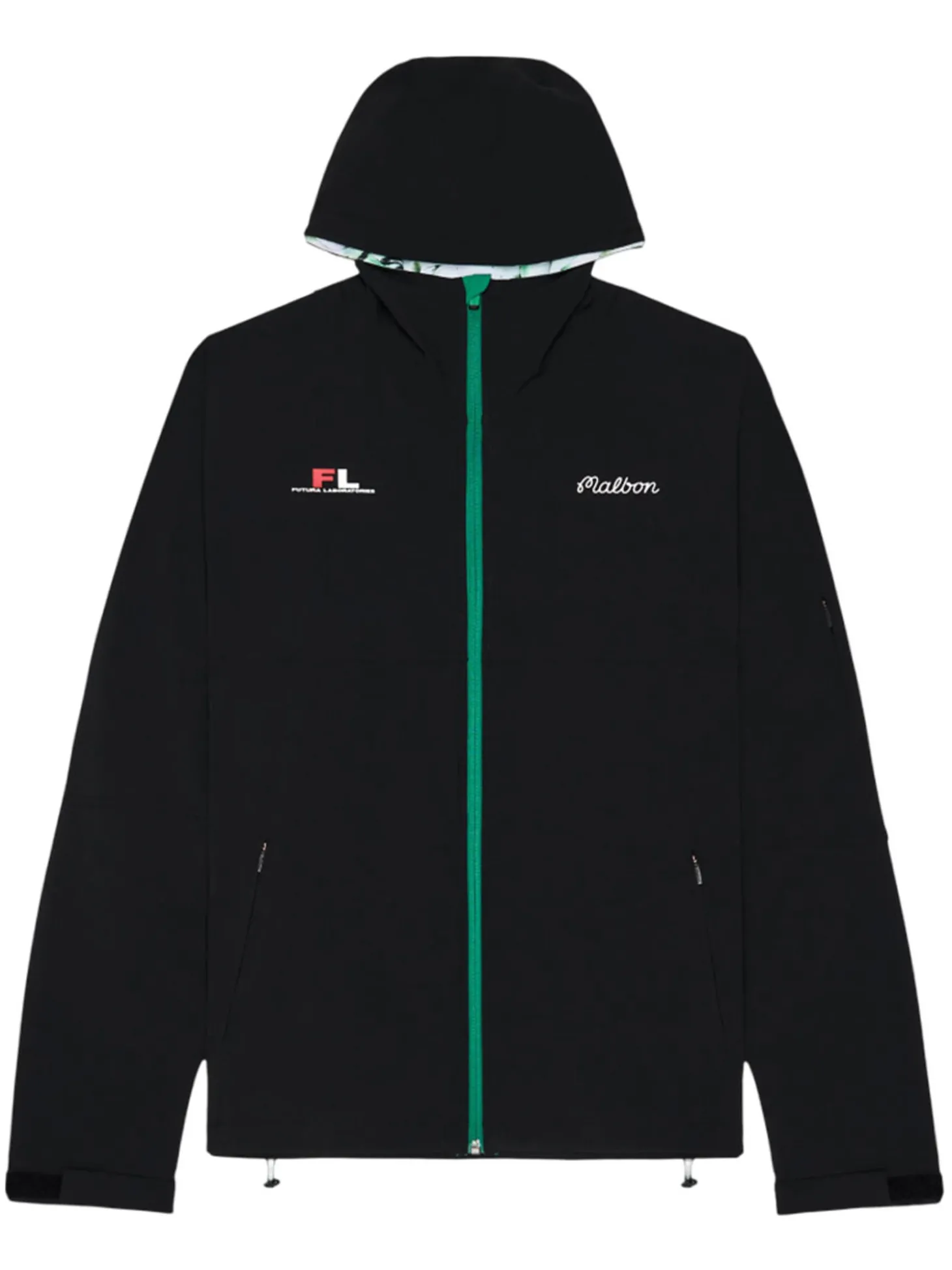 Malbon Tag Shell Hooded Zip Jacket - Black