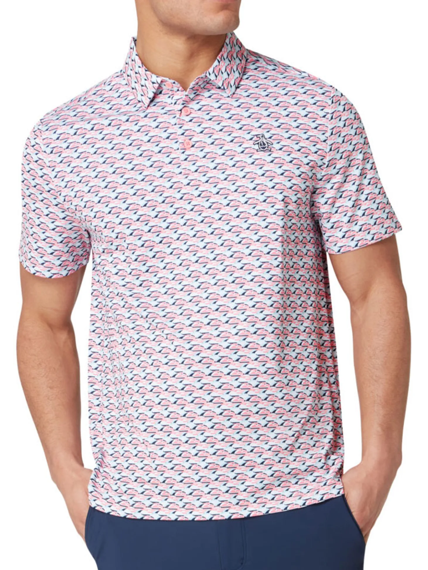 Original Penguin Layered Umbrella Print Polo - Murex Shell