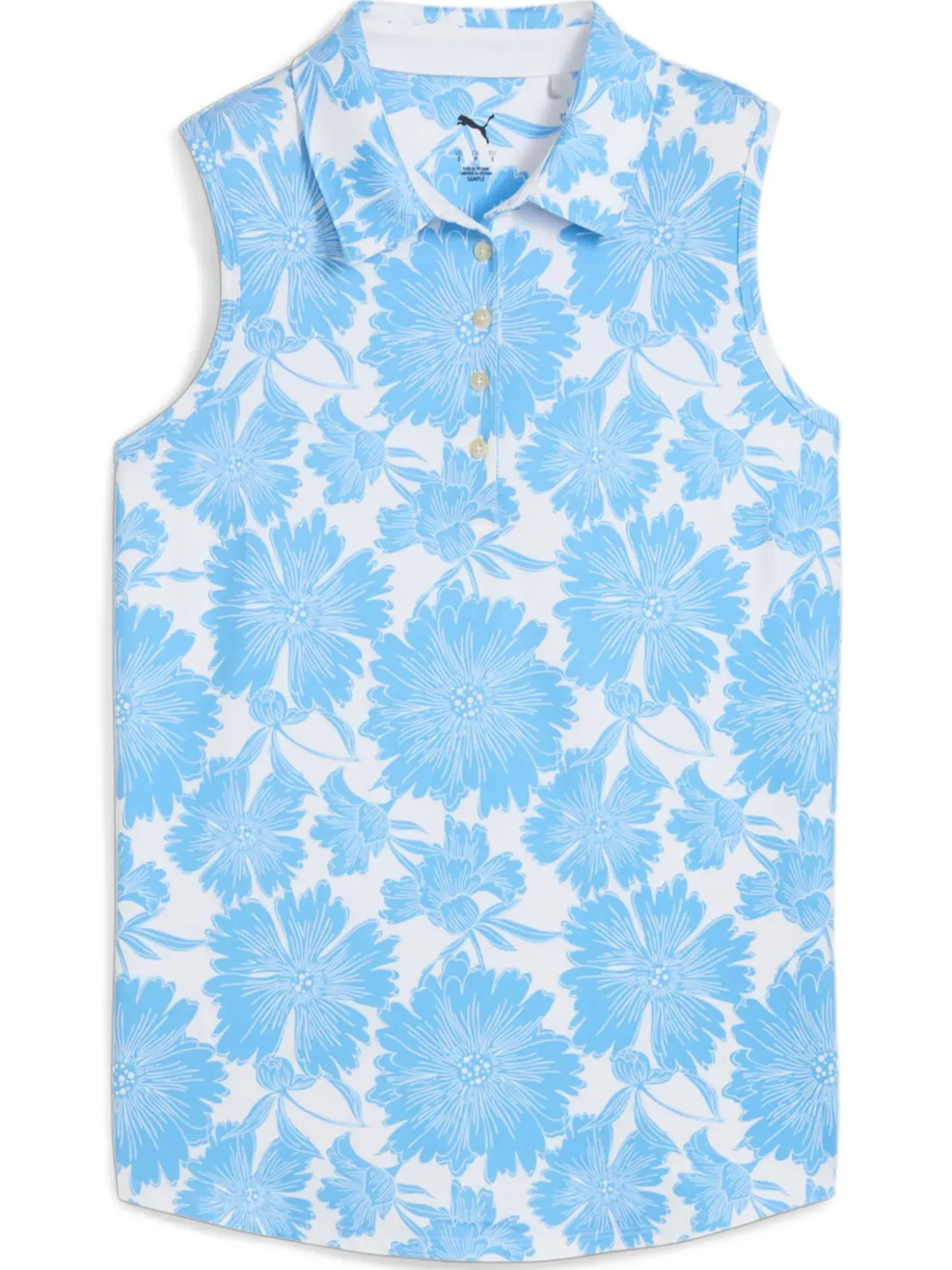Puma Womens CLOUDSPUN Botanic Golf Polo - White Glow/Team Light Blue