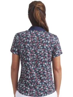 Puma Womens Floral Burst Golf Polo - Deep Navy
