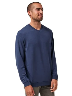 TravisMathew Amenities V-Neck - Heather Blue Nights