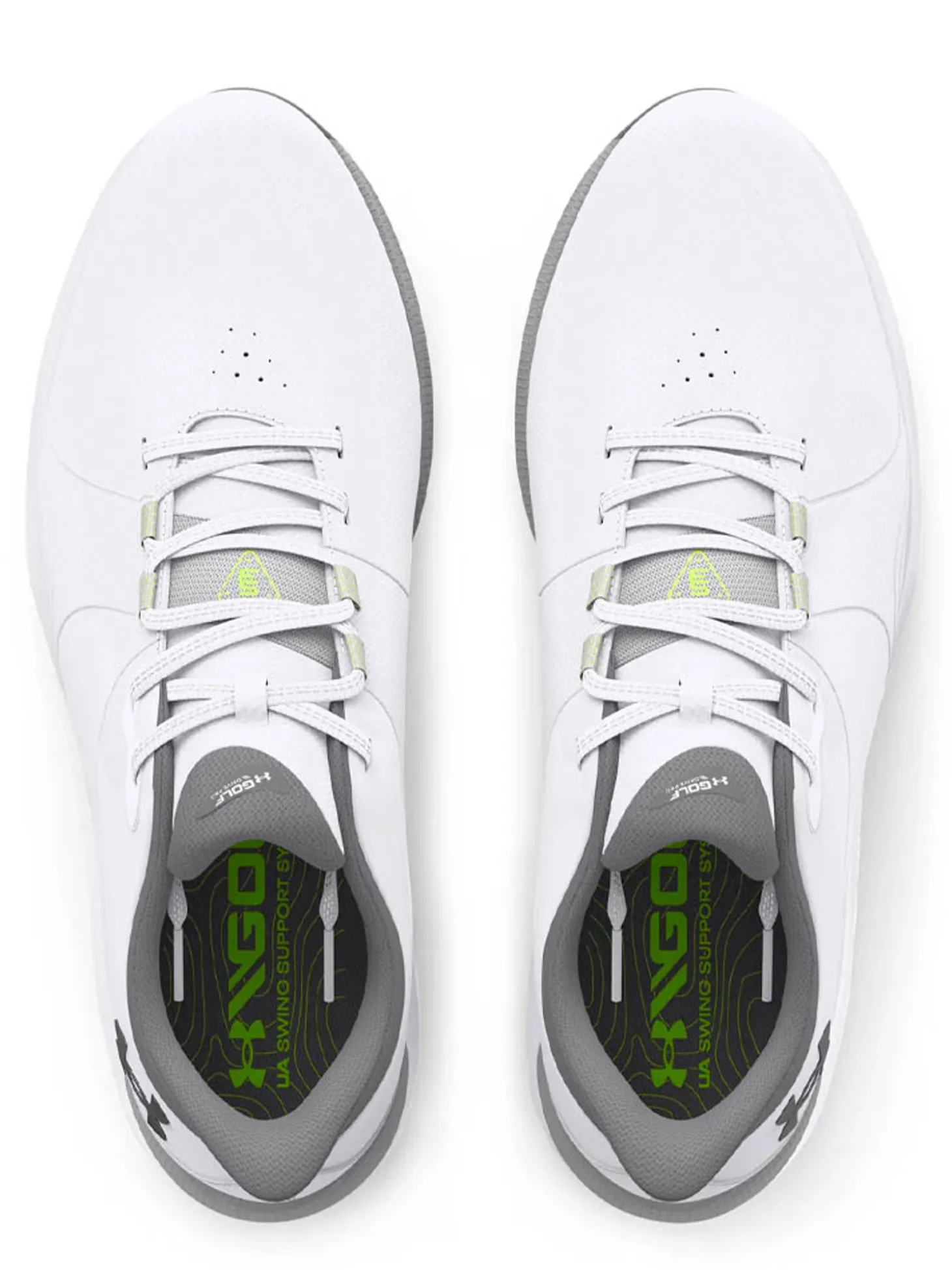 Under Armour HOVR Drive Pro Spikeless Golf Shoes - White/Metallic Gun Metal